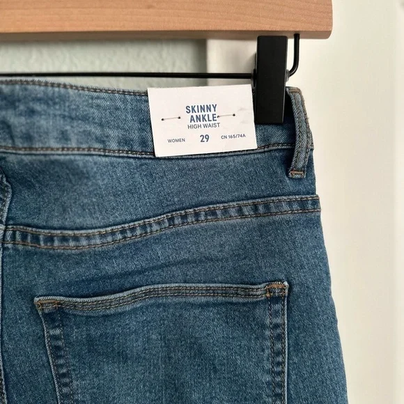 NWT H&M Rhinestones Skinny Ankle High Waist Jeans Size: 29 - Picture 7 of 10